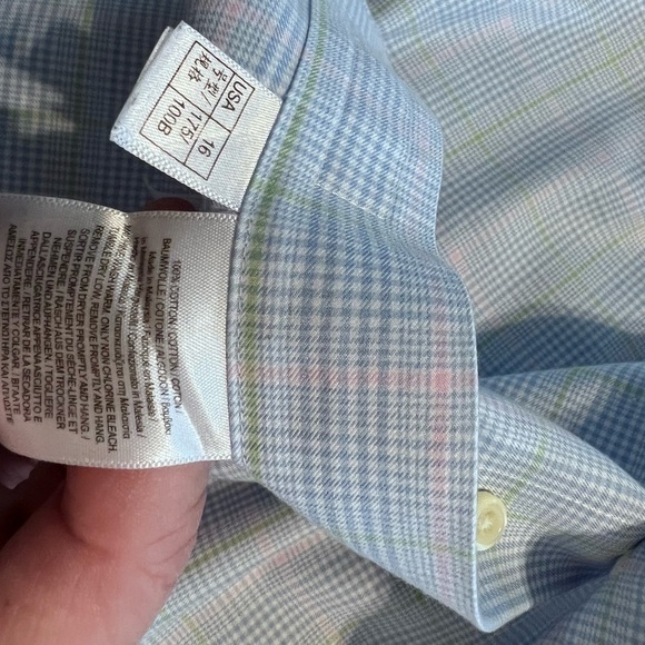 BROOKS BROTHERS NO IRON SUPIMA COTTON DRESS SHIRT SZ 16-35 LNG SLEEVE BLUE PINK - Picture 5 of 6